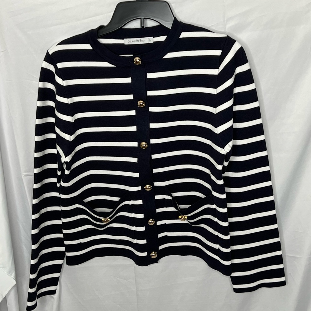 🌟3 for $25🌟 See and Be Seen  Pantsuit Women’s DARK NAVY BLUE/WHITE Ensemble SZ S - Picture 10 of 16